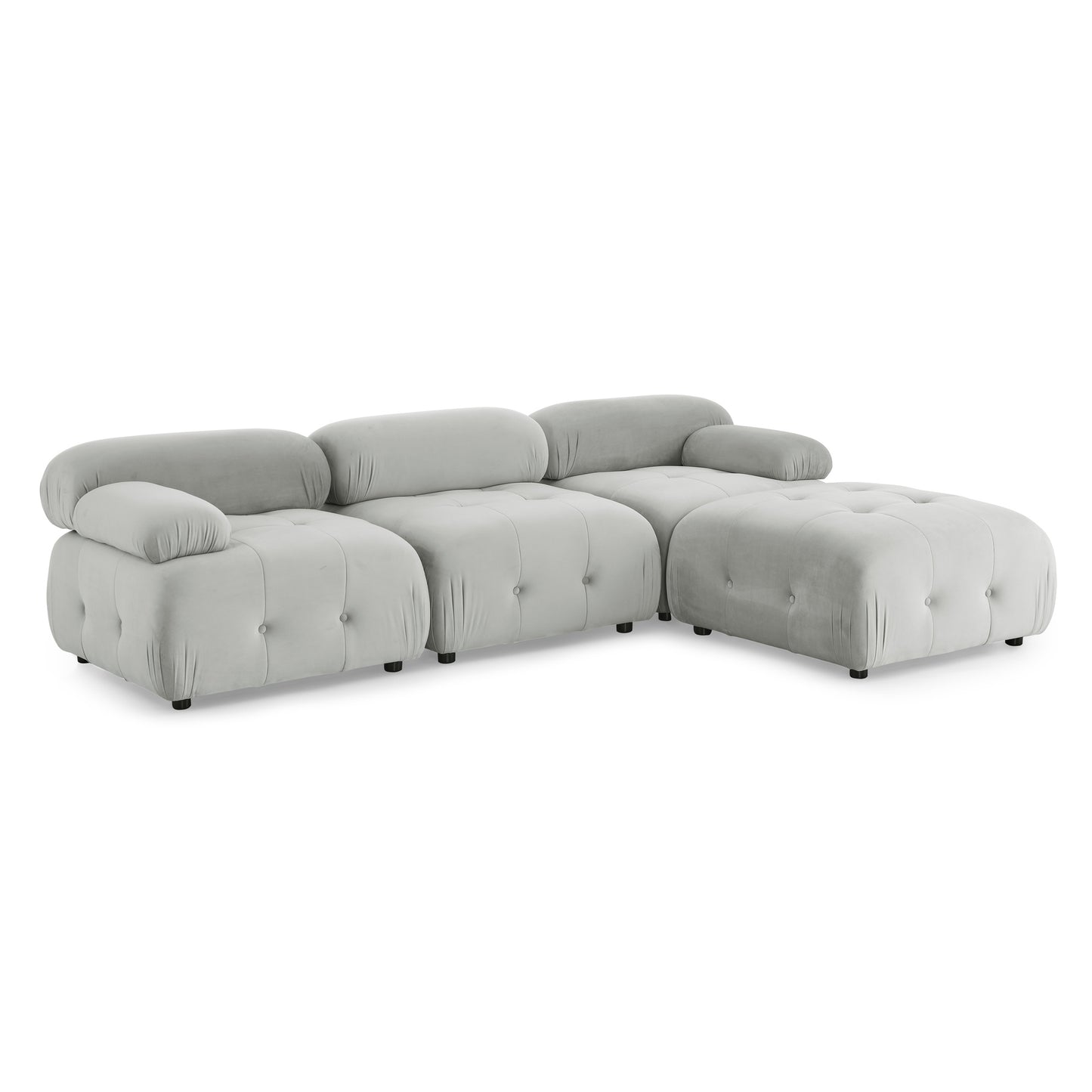 modular sectional sofa, button tufted designed and diy combination,l shaped couch with reversible ottoman, grey velvet