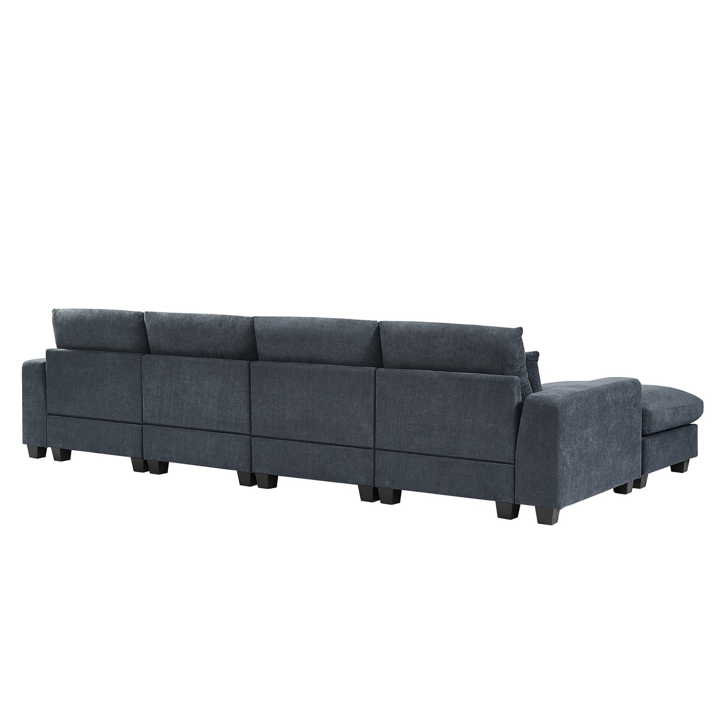 u_style modern large l-shape feather filled sectional set, grey