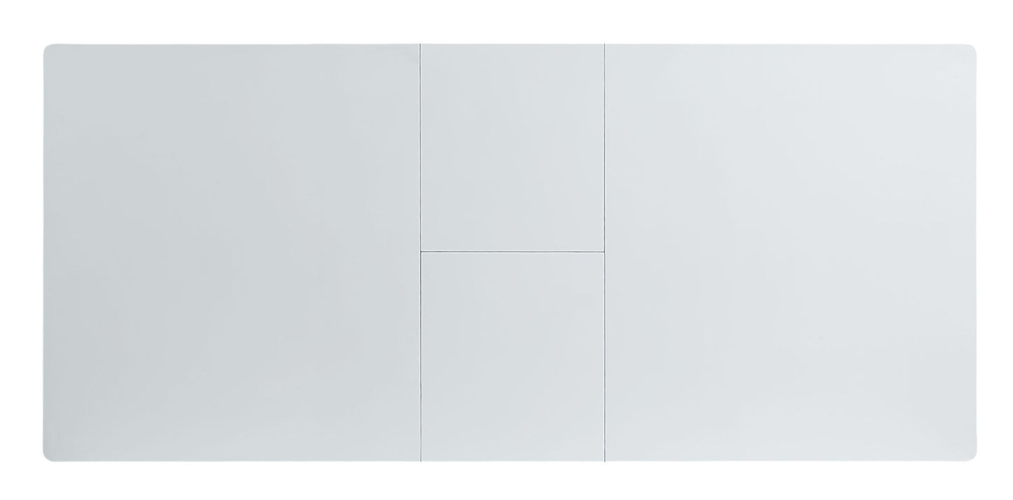 acme kameryn dining table w/butterfly leaf, white high gloss finish