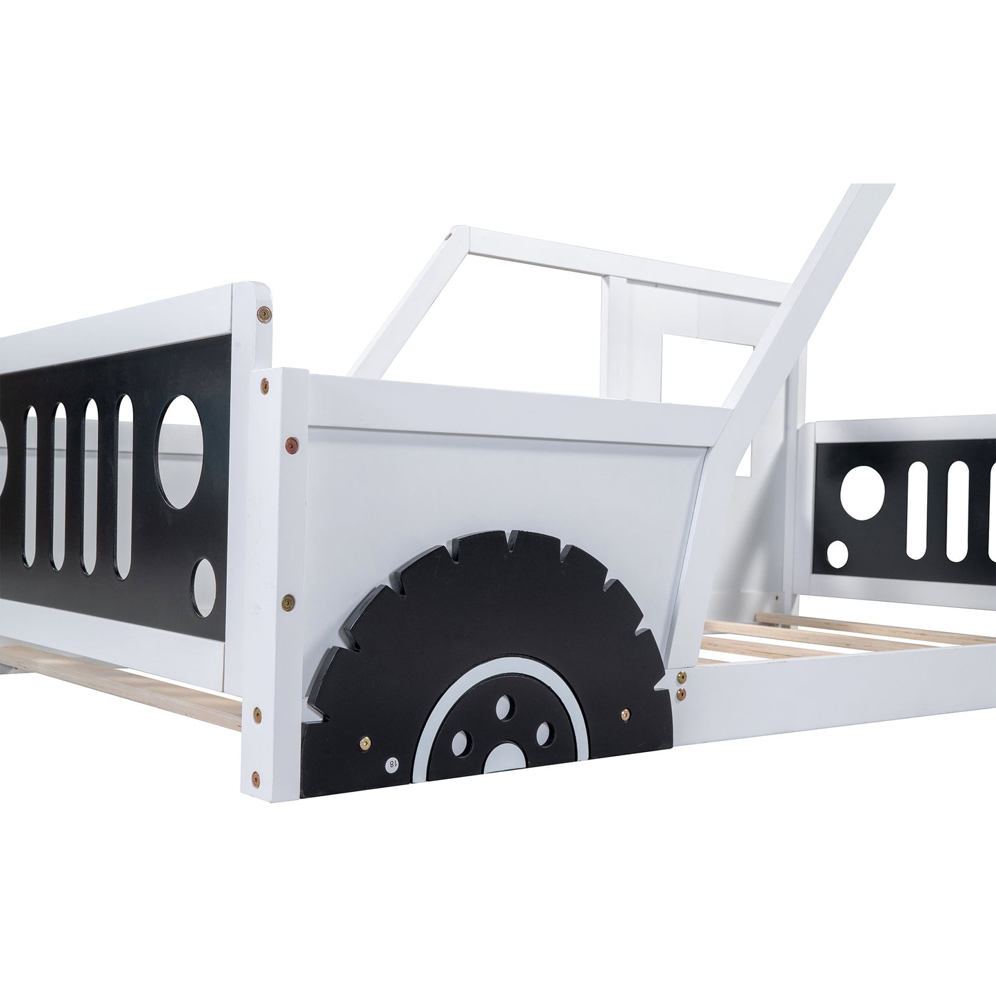 twin size classic car-shaped platform bed with wheels