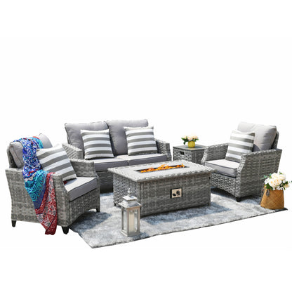 Direct Wicker Fire Pit Table With Chair Rattan Wicker Sofa Set