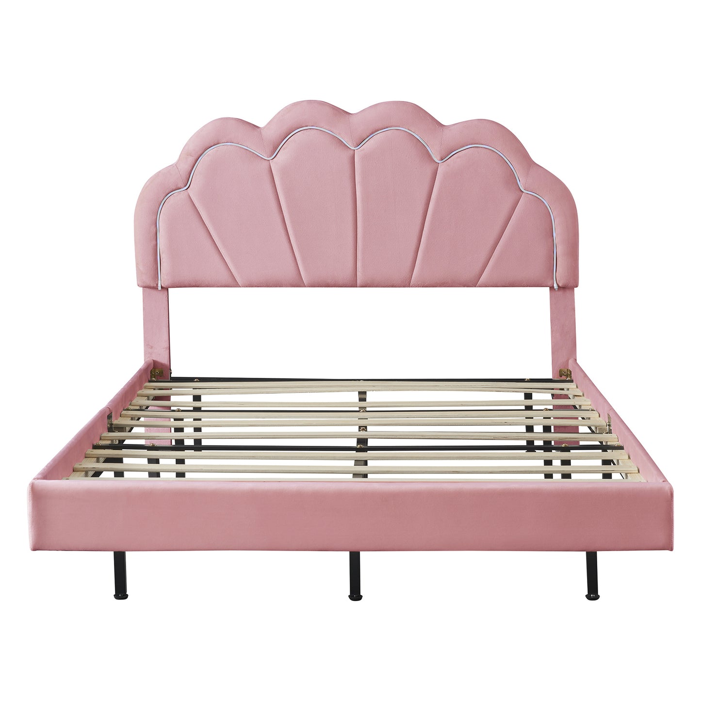 smart led bed frame with elegant flowers headboard