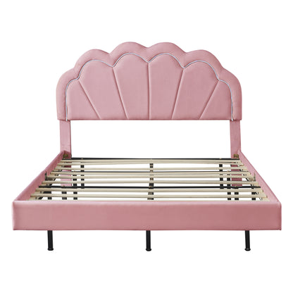 Smart LED Bed Frame with Elegant Flowers Headboard