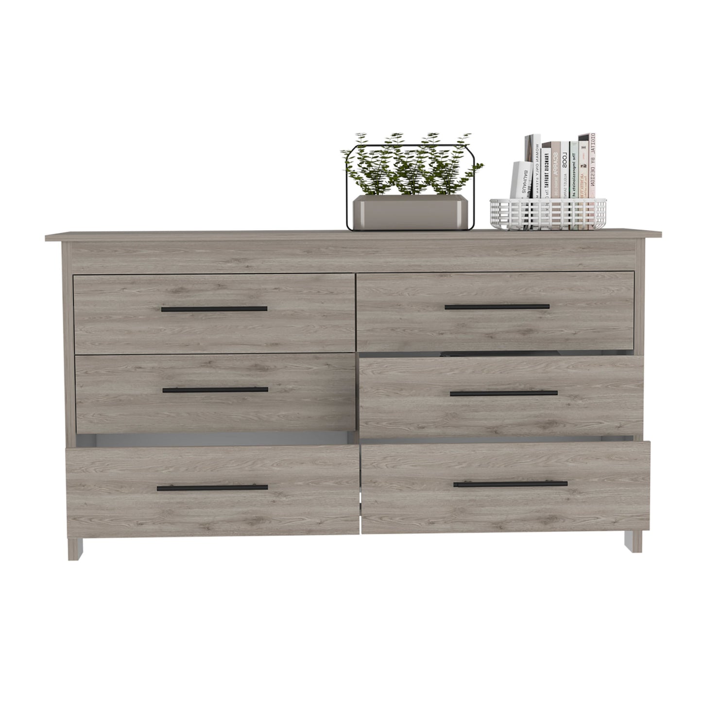 6 drawer double dresser wezz, bedroom, light gray