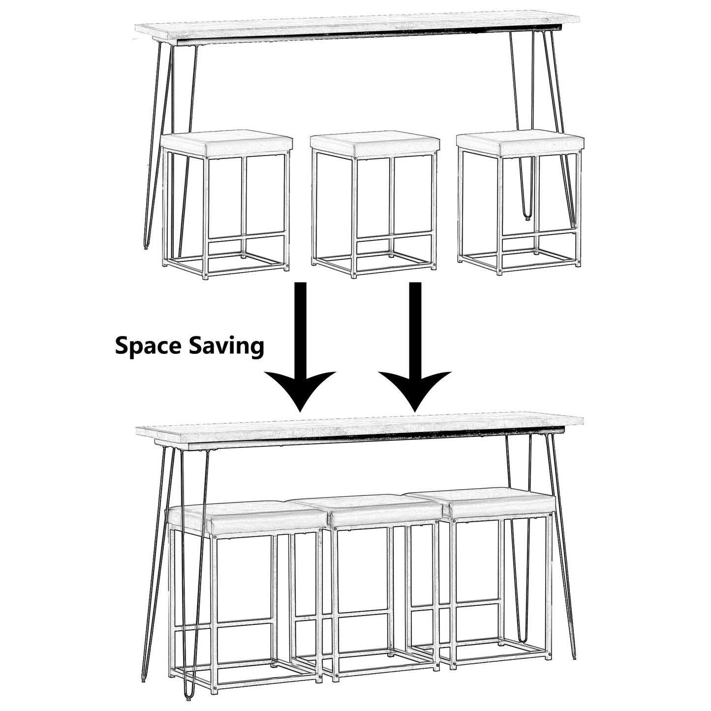 topmax 4 pieces counter height extra long dining table set