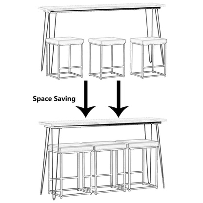 TOPMAX 4 Pieces Counter Height Extra Long Dining Table Set