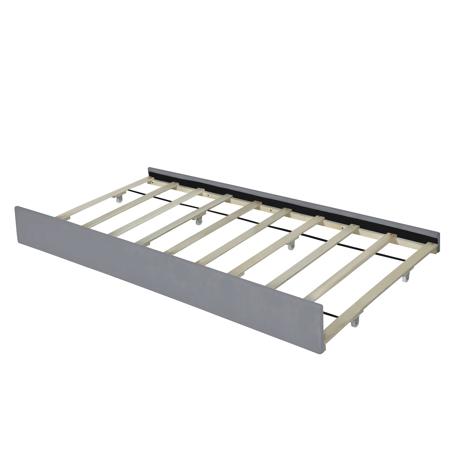 elegant velvet upholstered platform bed with 2 drawers and 1 twin xl trundle- gray