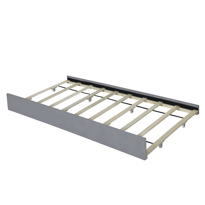 Elegant Velvet Upholstered Platform Bed with 2 Drawers and 1 Twin XL Trundle- Gray