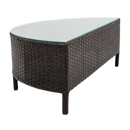 5 Pieces All-Weather Brown PE Rattan Wicker Sofa Set