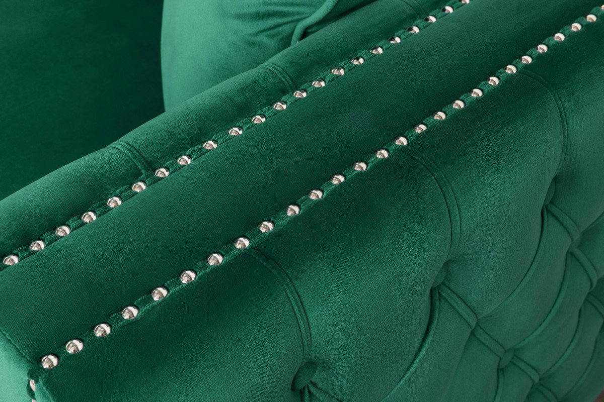 ryan reversible sectional sofa chaise, green velvet