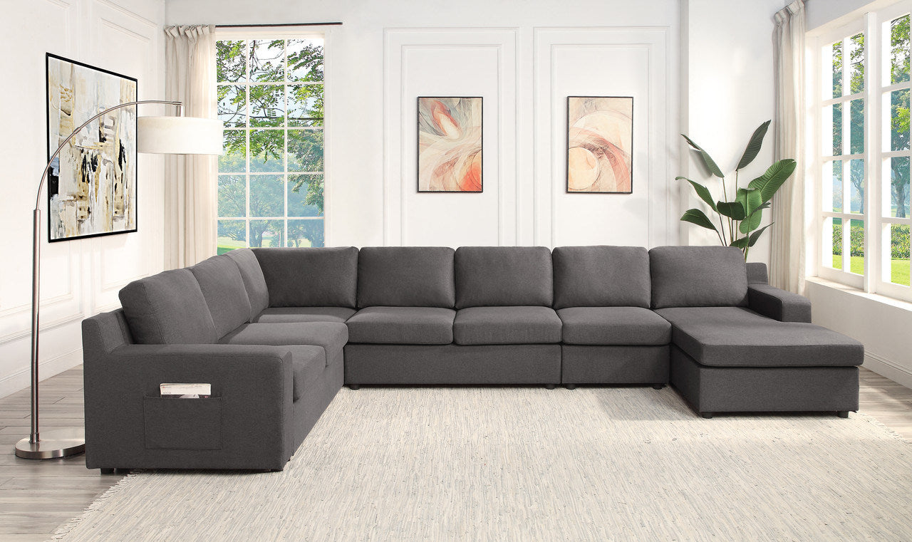 waylon 7-seater u-shape sectional sofa chaise with pocket