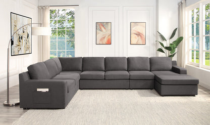 Waylon 7-Seater U-Shape Sectional Sofa Chaise with Pocket