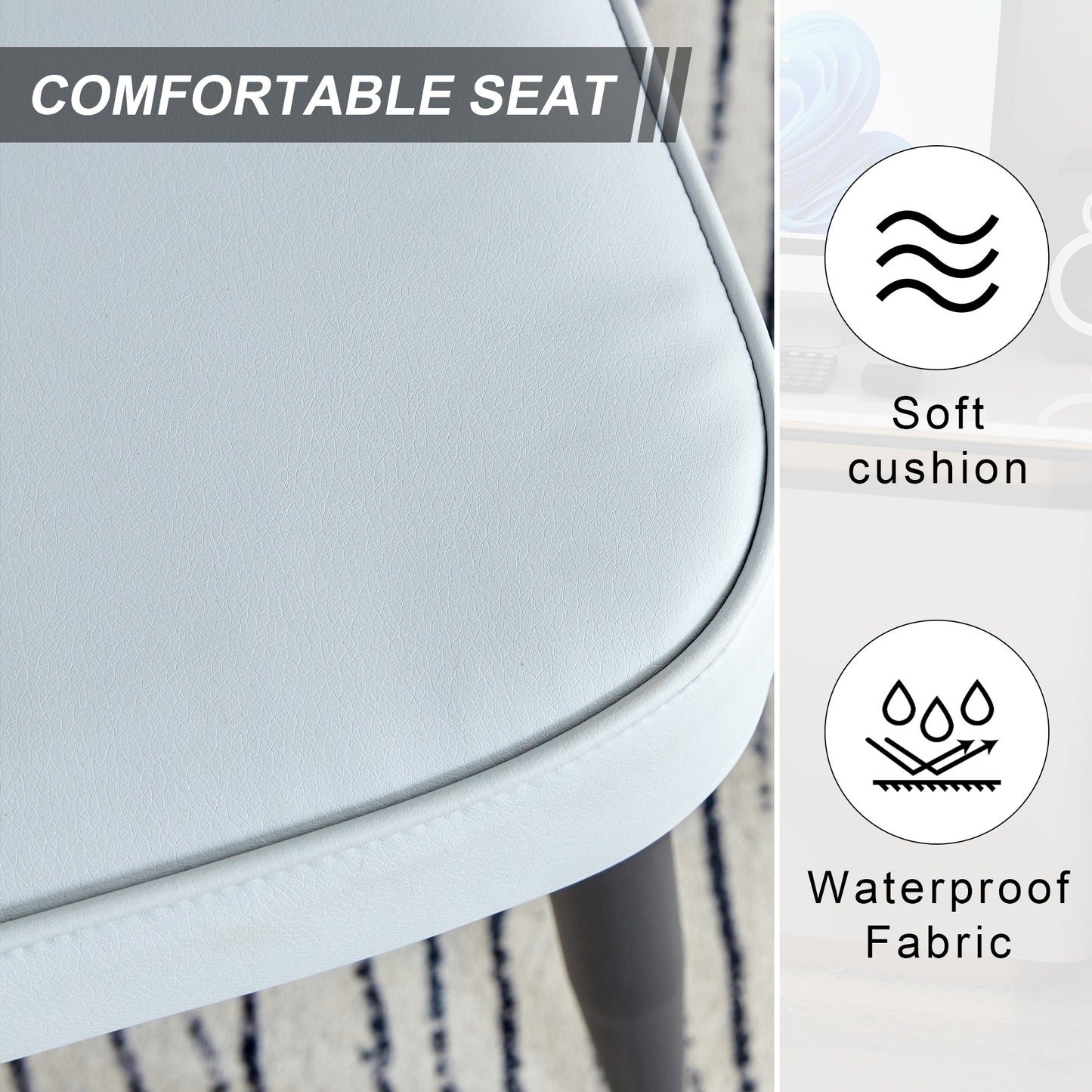 modern leather dining chairs set of 4 chairs, white