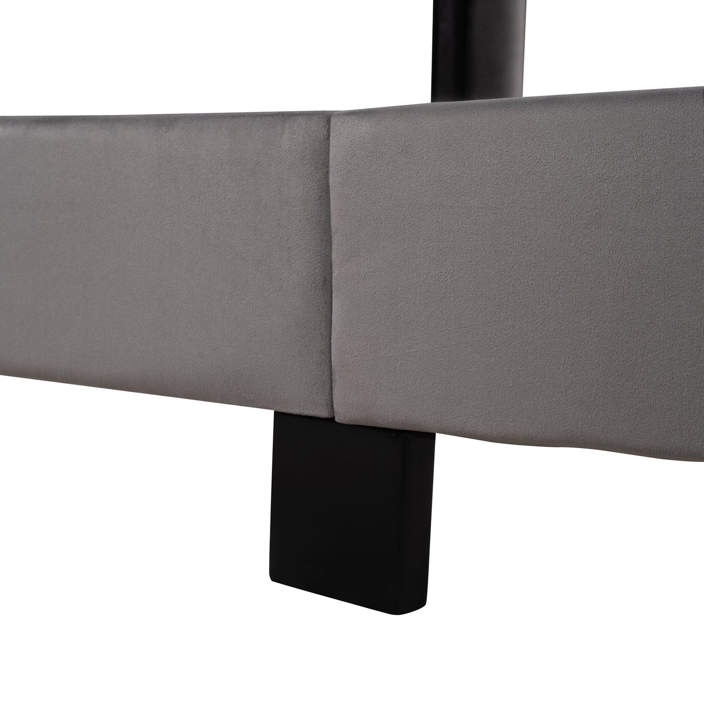 queen size velvet upholstered platform bed, grey