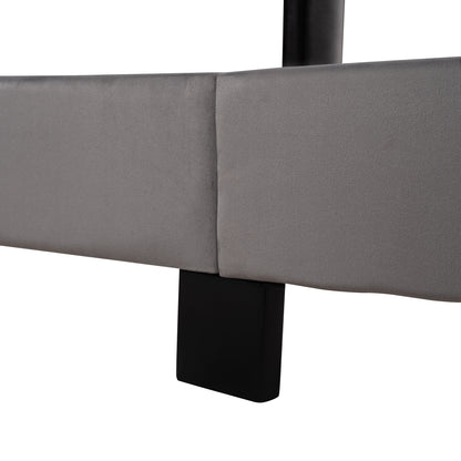 Queen Size Velvet Upholstered Platform Bed, Grey