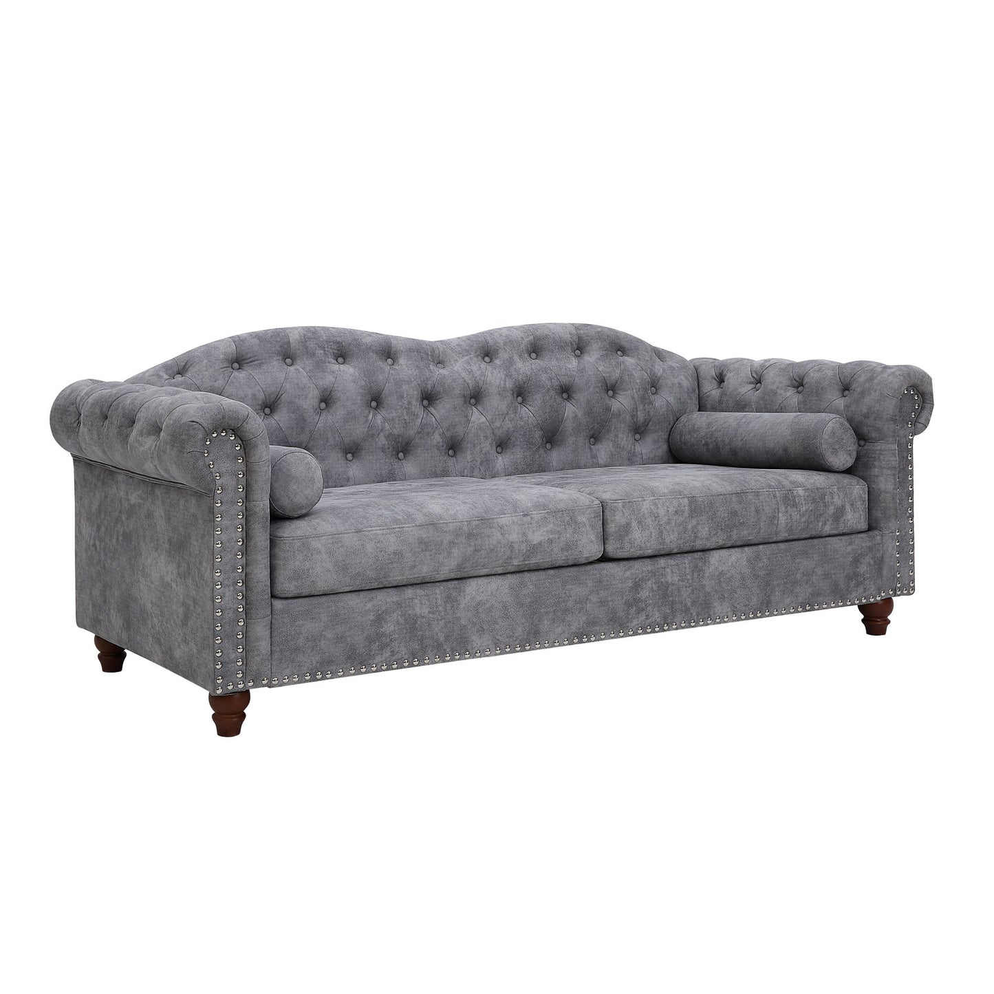 classic traditional l upholstered sofa, grey