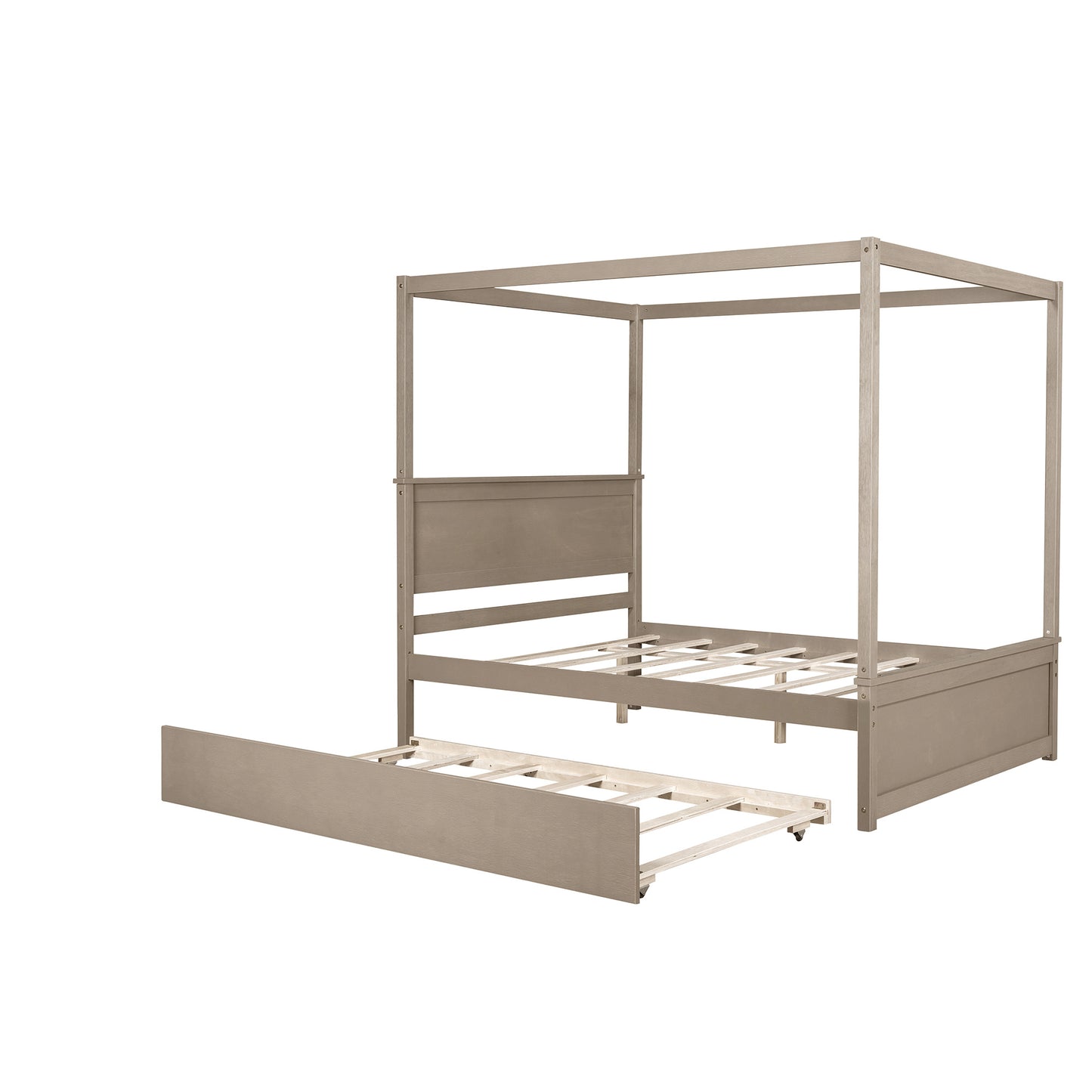 wood canopy bed with trundle