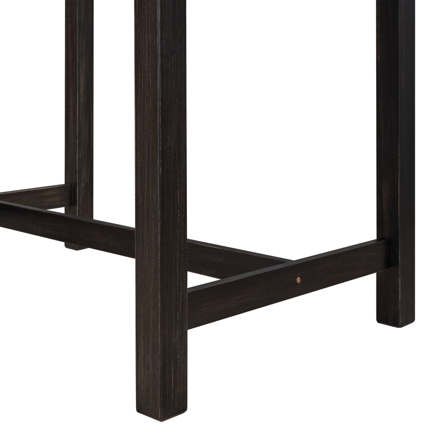 5 piece rustic wooden counter height dining table set, espresso+ beige