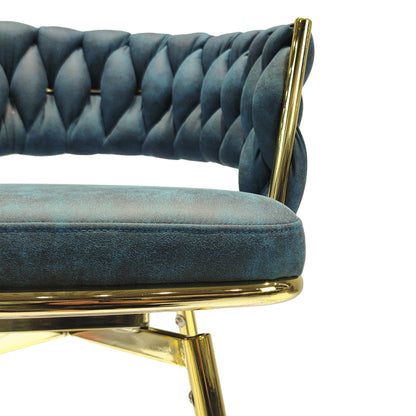 Bar Chair Suede Woven Bar Stool Set of 4, Blue