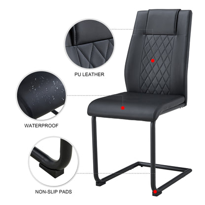 Modern Leather Chairs Set of 4, Black+PU