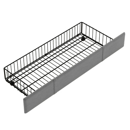 Queen Size Bed Frame with Storage Headboard and Charging Station,Dark Gray