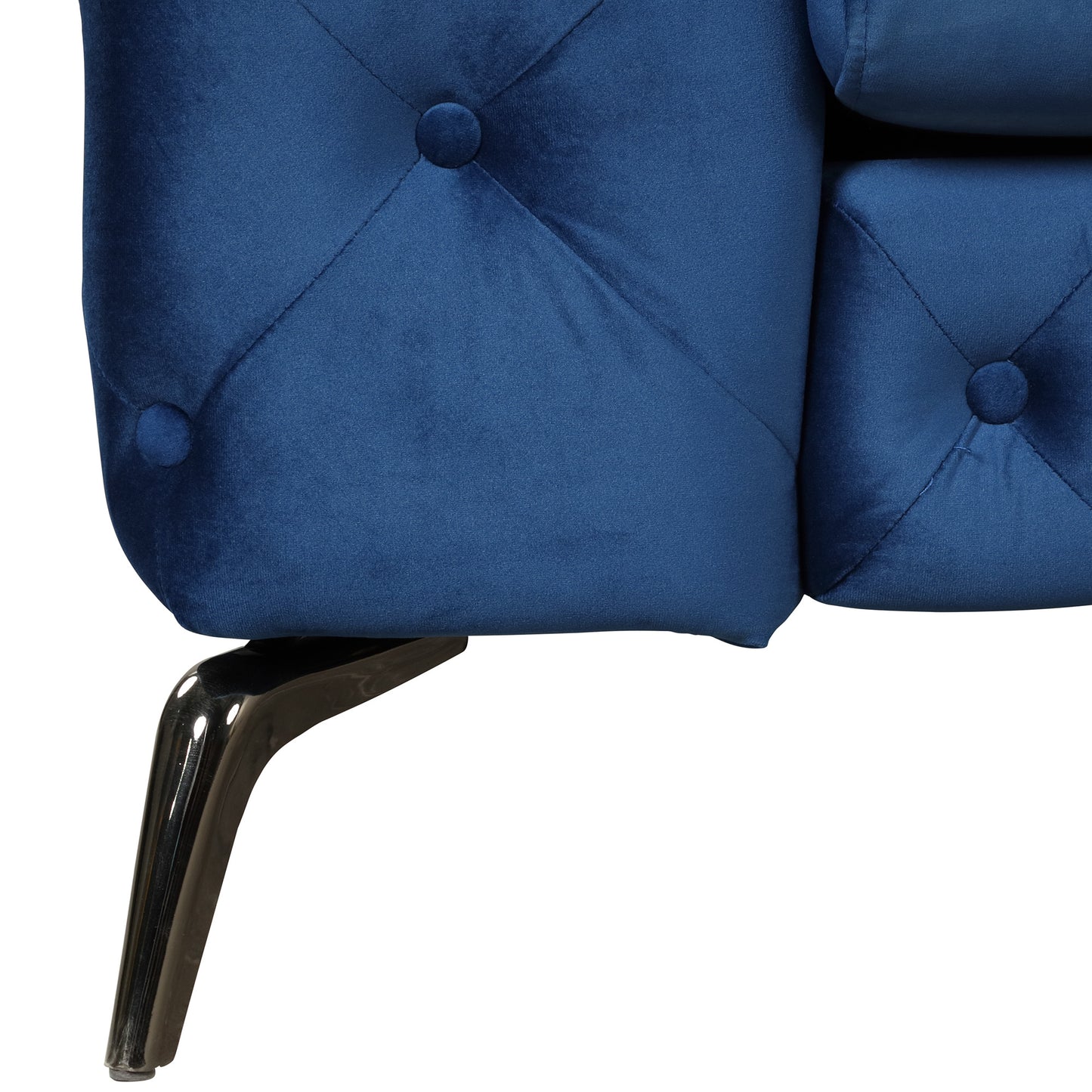 sara velvet upholstered sofa blue