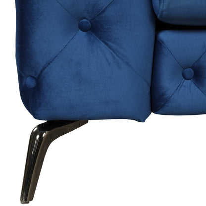 Sara Velvet Upholstered Sofa Blue