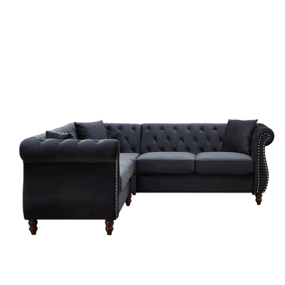 Chesterfield 5-Seater Corner Sofas with 3 Pillows