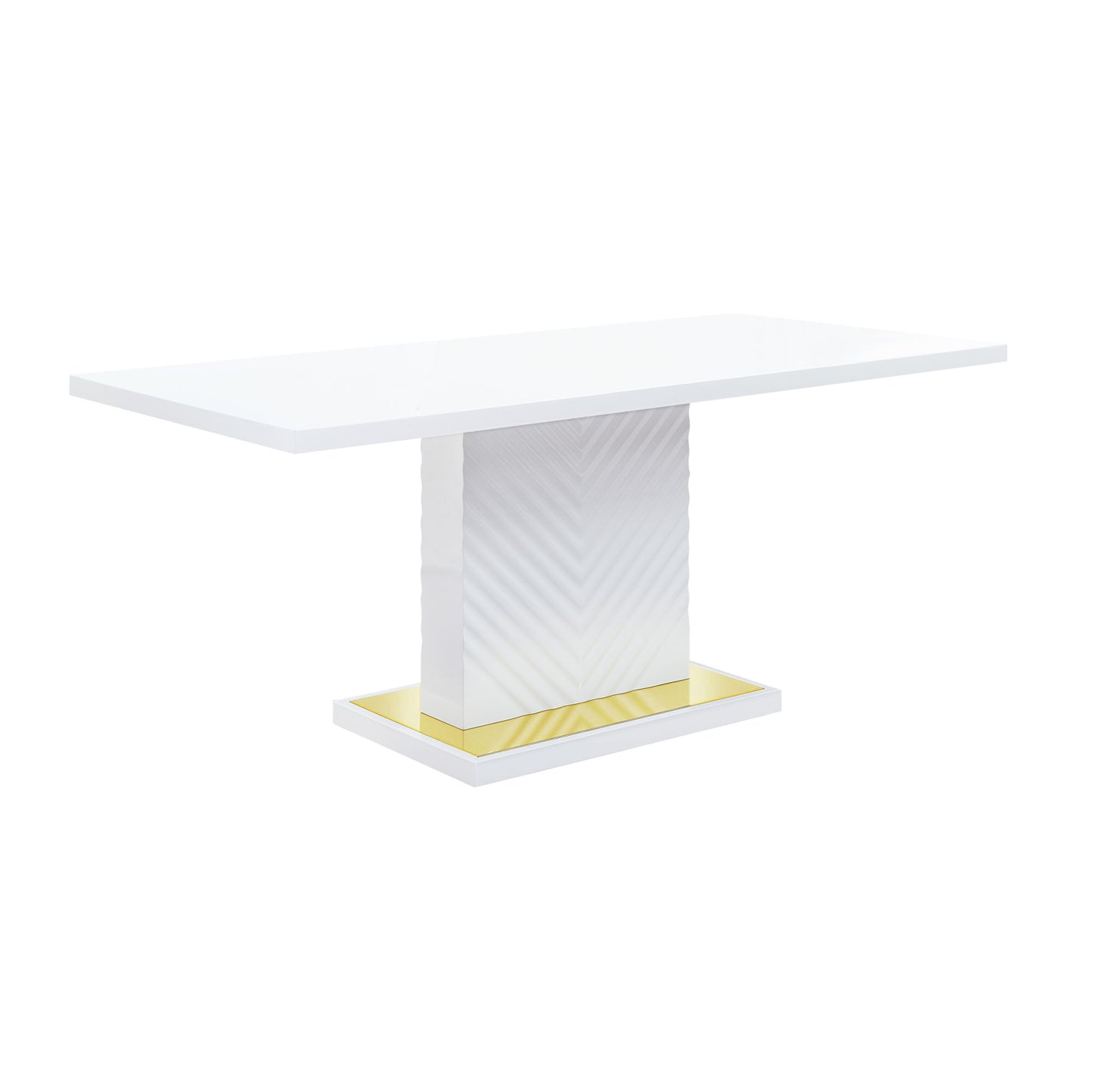 acme gaines dining table, white high gloss finish