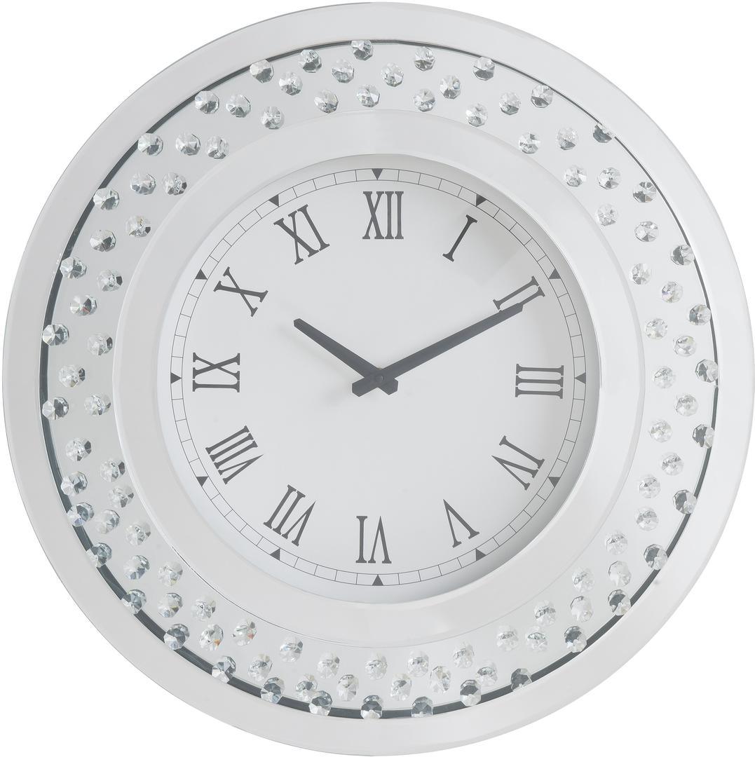 acme nysa wall clock in mirrored & faux crystals