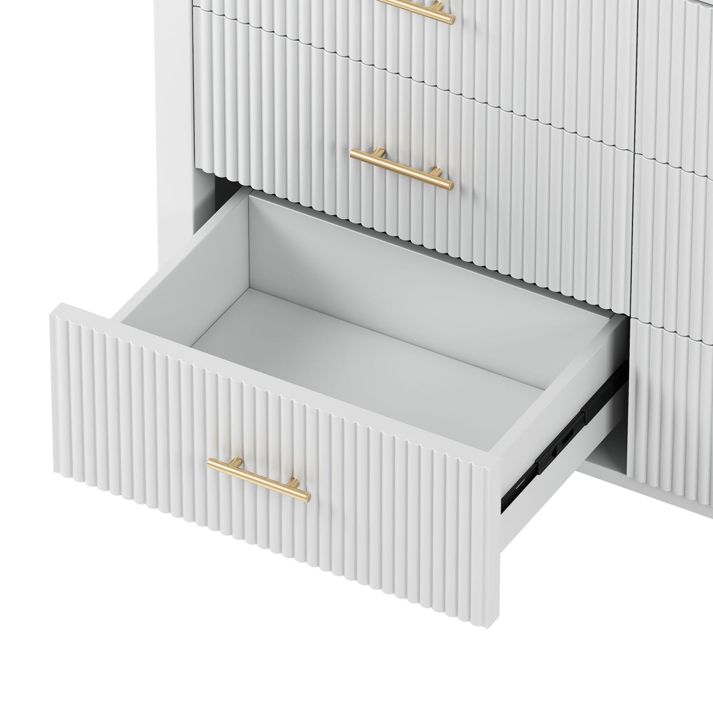 6 drawer dresser with metal handle for bedroom, white