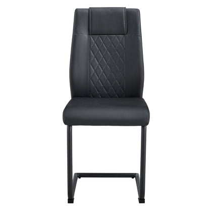 Modern Leather Chairs Set of 4, Black+PU