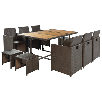 TOPMAX 11-Piece Patio All-Weather PE Wicker Dining Table Set
