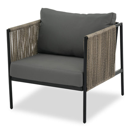 GO 4-Piece Rope Sofa Set with Thick Cushions, Gray