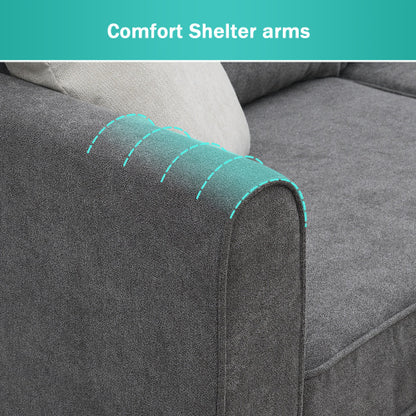 Modern L Shape Couch with 3 Pillows
