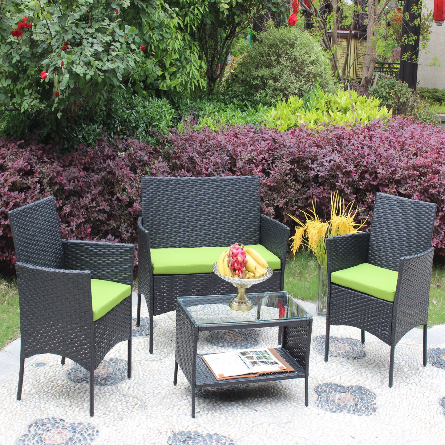 4 pc rattan patio set