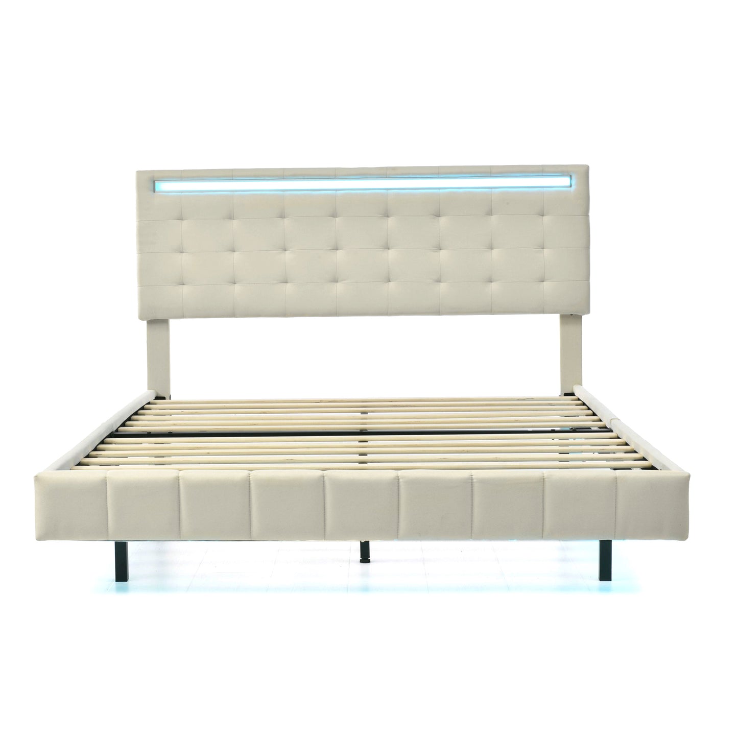 floating bed frame with led lights and usb charging #5