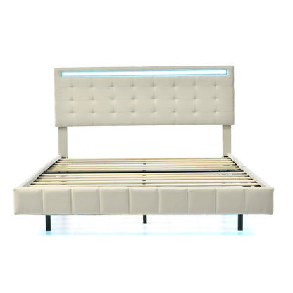 Floating Bed Frame with LED Lights and USB Charging #5