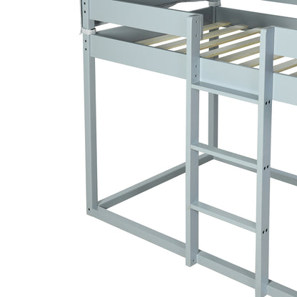 Twin Over Twin Bunk Bed Wood Bed with Tent