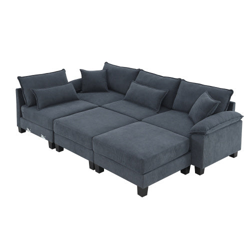 emily u shaped couch with armrest bags