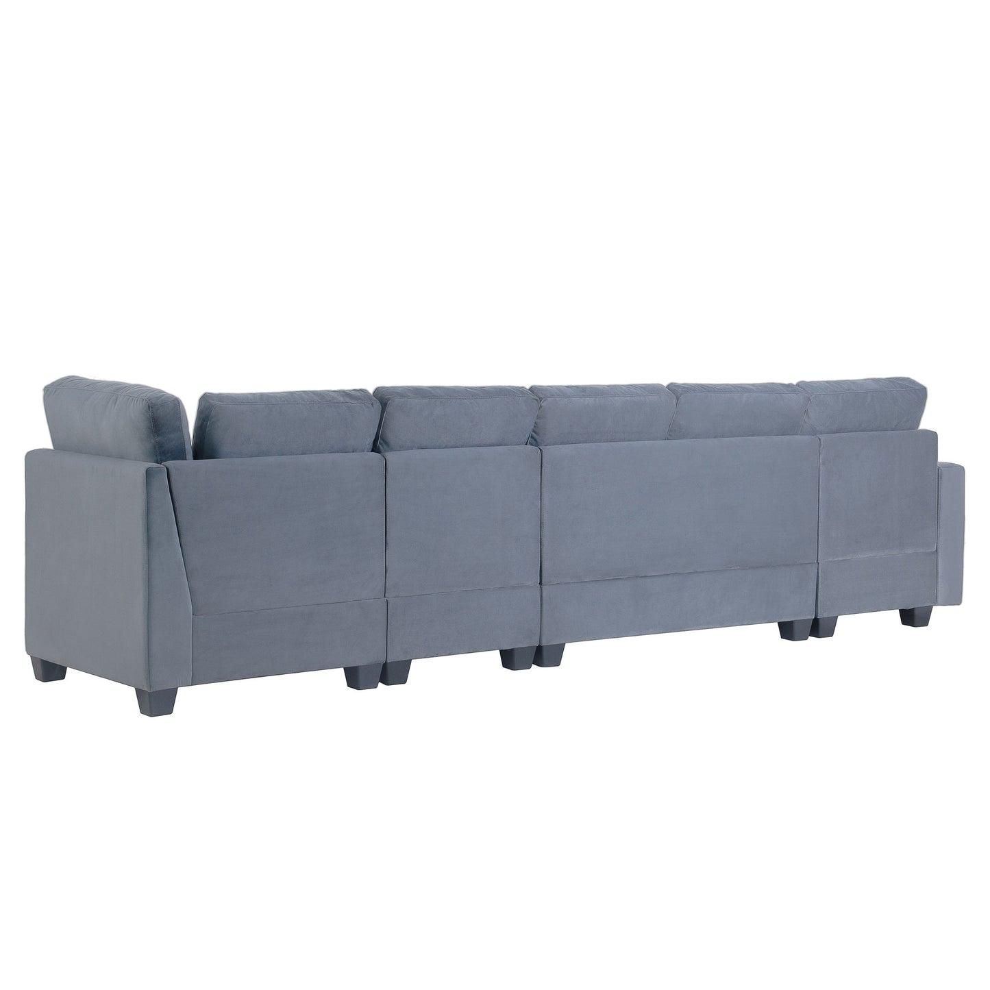 modern l shape sectional sofa with usb charging port, grey