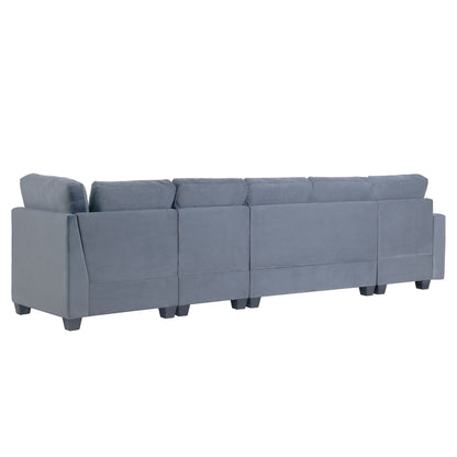 Modern L shape Sectional Sofa With USB Charging Port, Grey