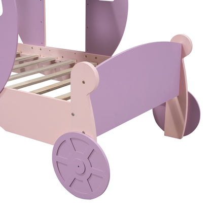 Princess Carriage Bed with Crown, Purple+Pink