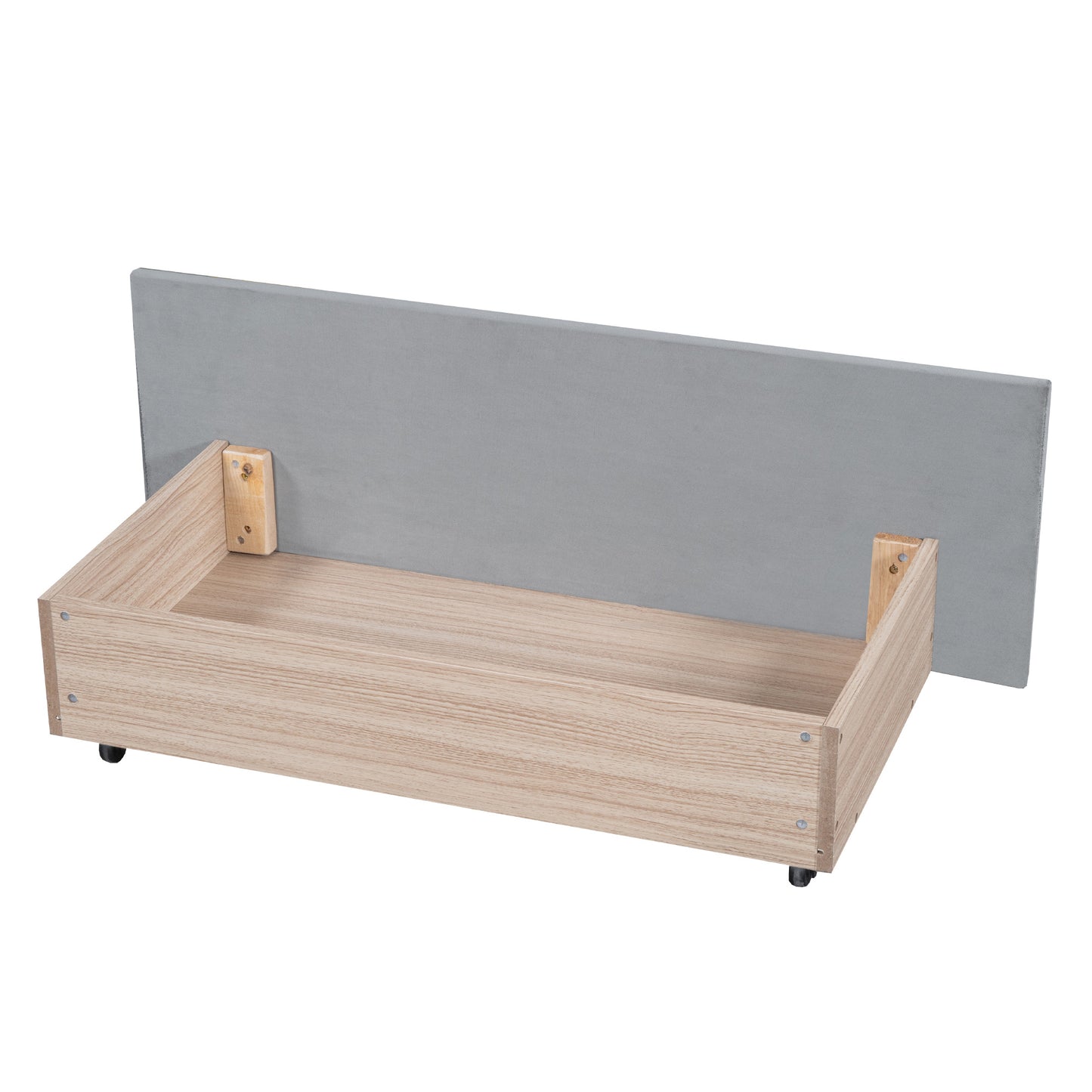 queen size upholstered bed with 4 drawers, gray