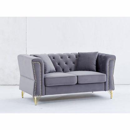 3-seater + 3-seater Combination Sofa Tufted with 4 Pillows