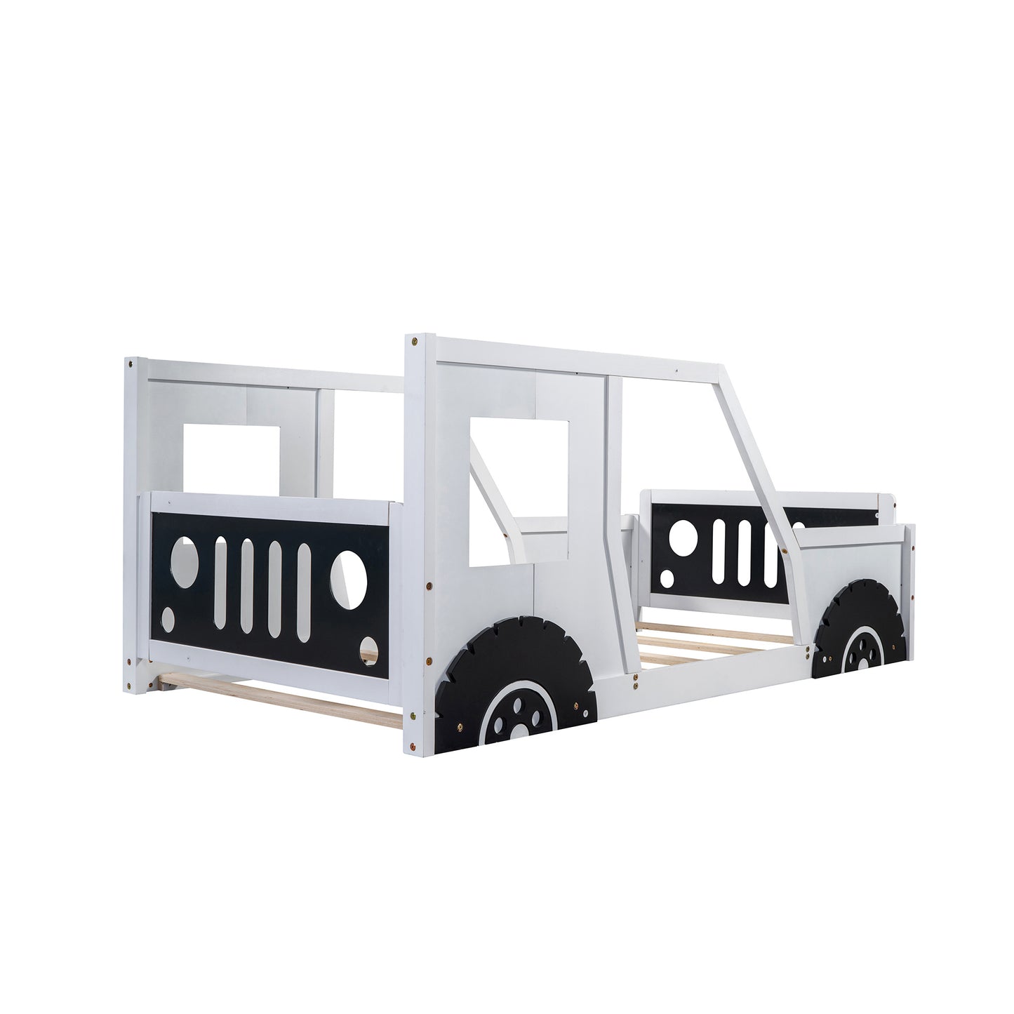 twin size classic car-shaped platform bed with wheels