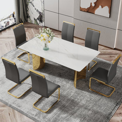 Zara Marble Dining Table, Gold