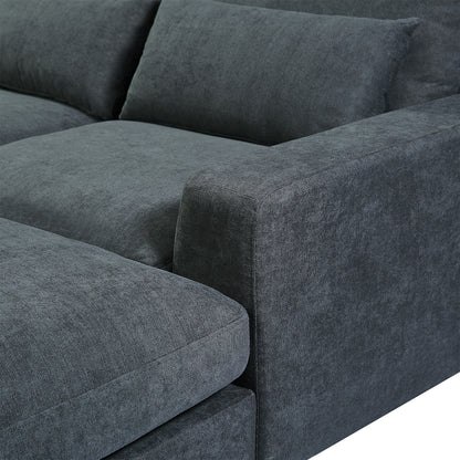 U_Style Modern Large L-Shape Feather Filled Sectional Set, Grey