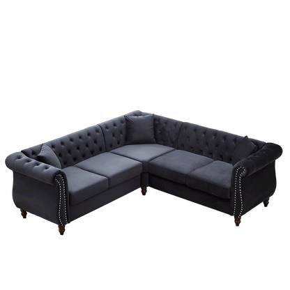 Chesterfield 5-Seater Corner Sofas with 3 Pillows