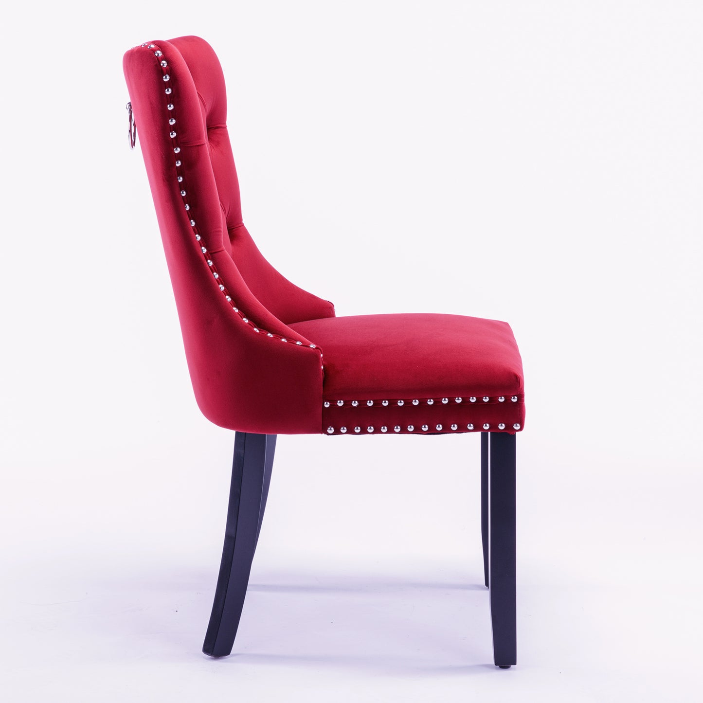 nikki collection modern high-end tufted dining chairs 2-pcs set, wine red